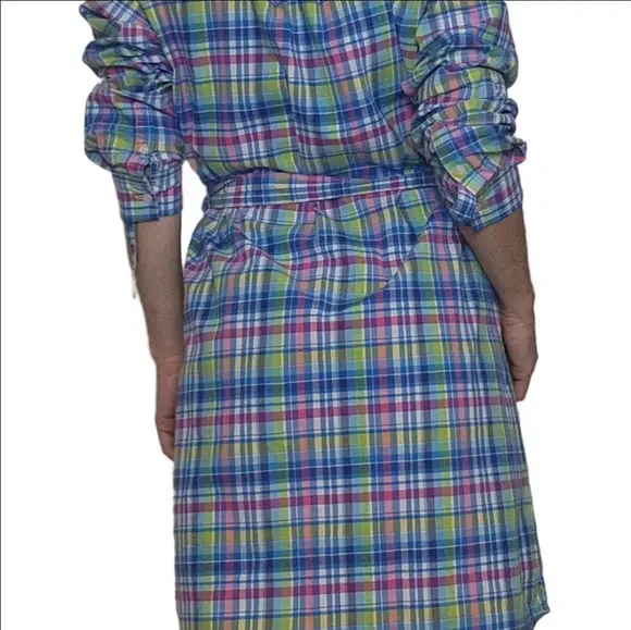 Button down Shirt dress Plaid Collared Long Sleeves Cotton blend US POLO ASSN - Picture 8 of 16